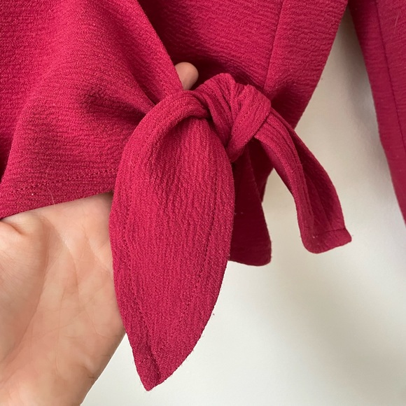 Red Madewell side tie long sleeve top - Picture 3 of 4